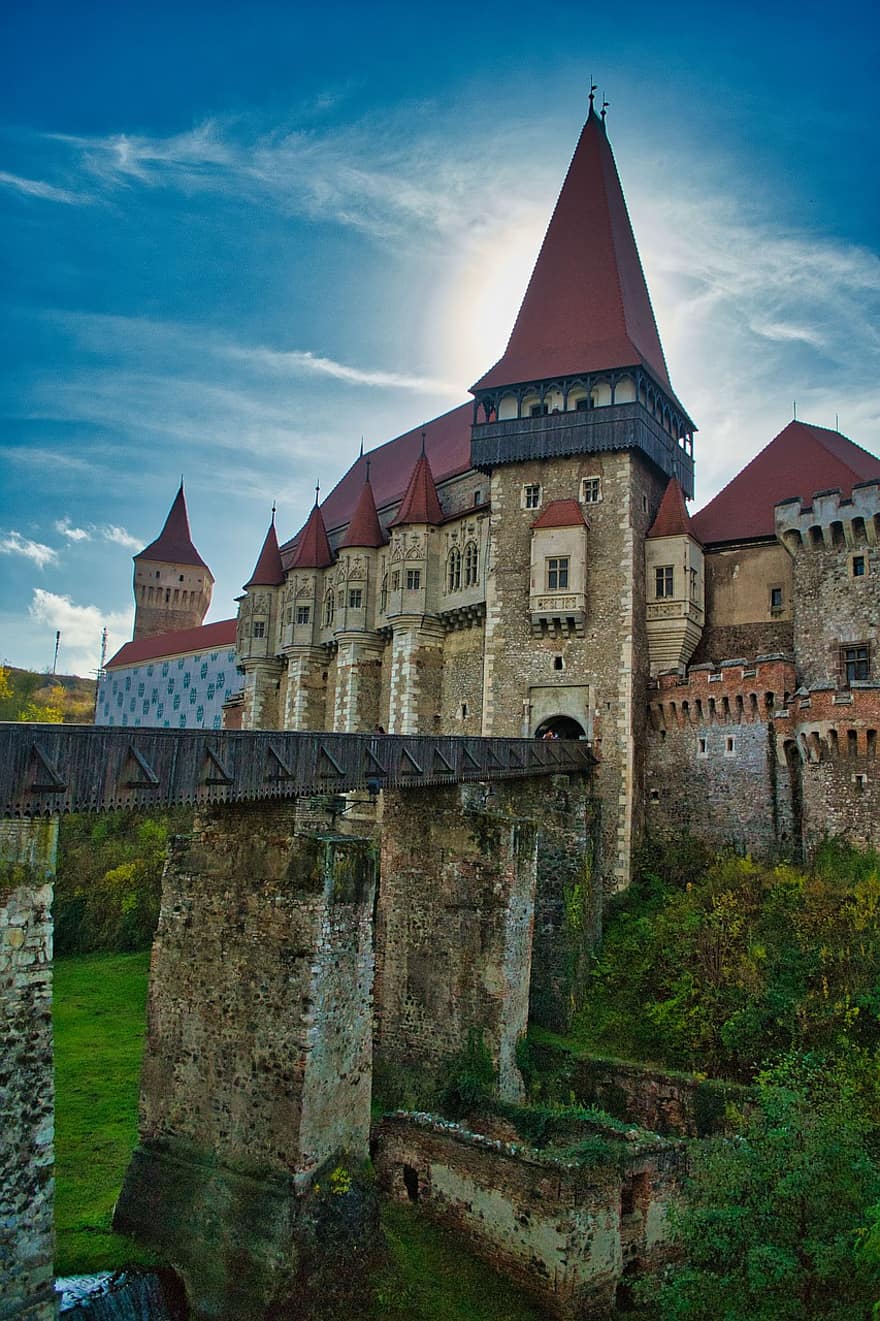 slot, Corvin, middelalderlig, fæstning, Rumænien, Hunedoara, Hateg, gotisk