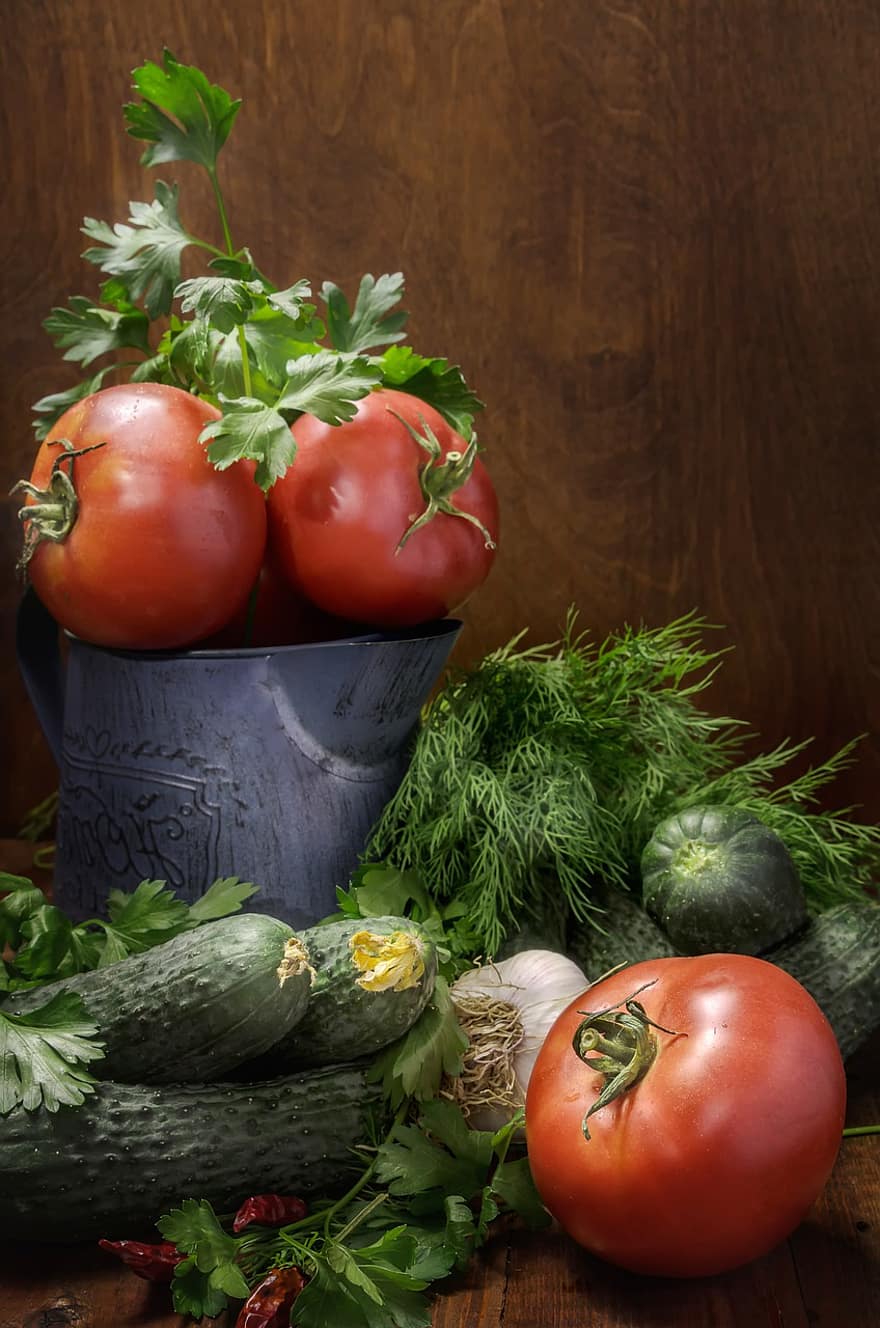 grøntsager, fremstille, friske grøntsager, friske råvarer, tomater
