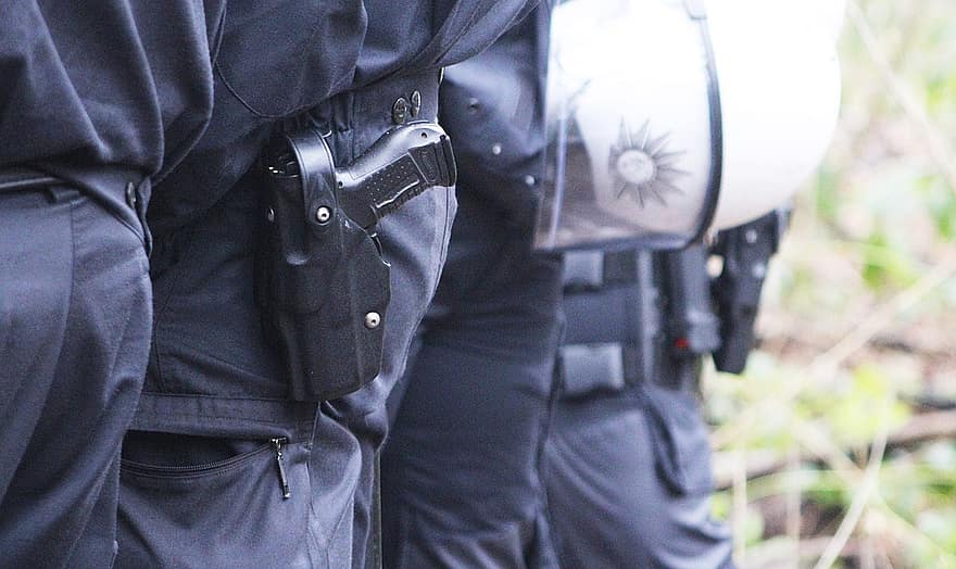 polícia, pistola, arma, capacete, força tarefa especial, protecção, segurança, força policial, uniforme, homens, forças Armadas