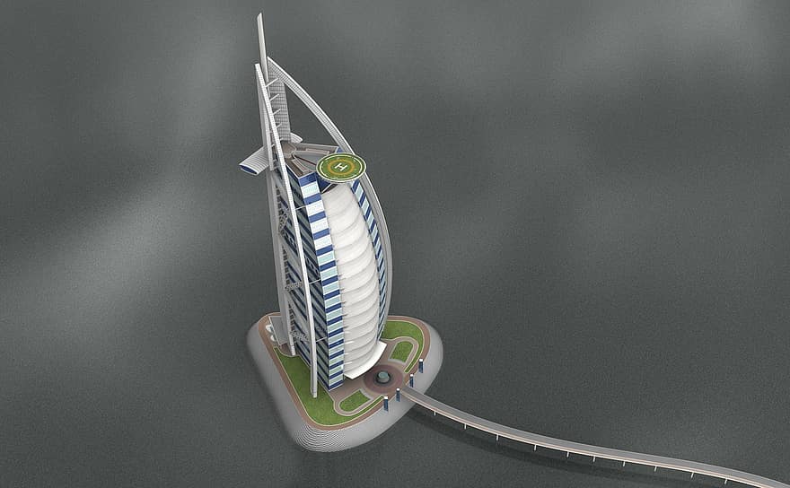 Buri al-Arab, Dubai, architecture, bâtiment, église, lieux d'intérêt, historiquement, touristes, attraction, point de repère, façade
