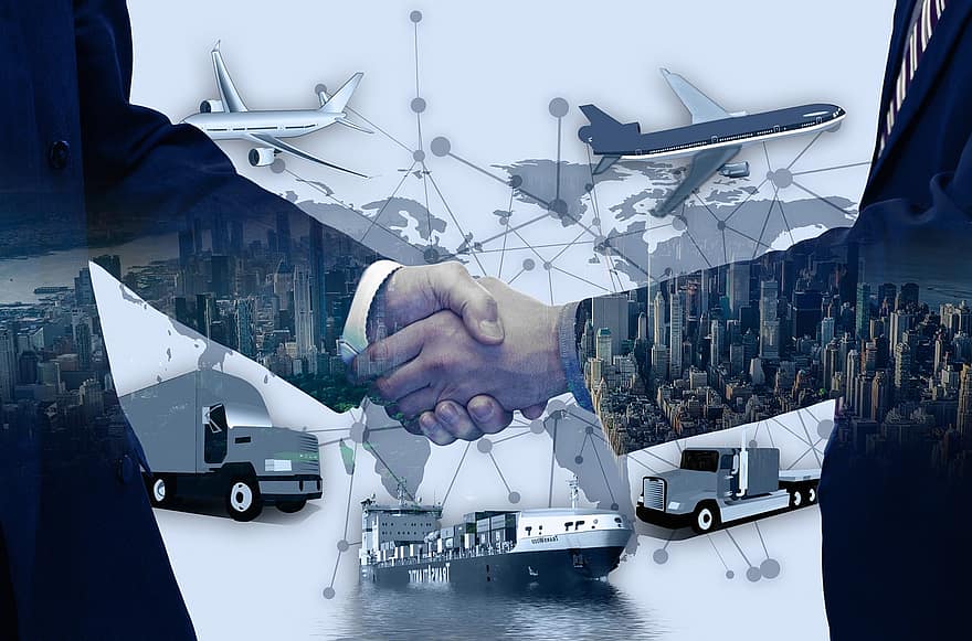Handschlag, Geschäft, Globalisierung, Hände schütteln, Zusammenarbeit, Handel, Transport, Welthandel, Handelswege, Marktwirtschaft, Netzwerk