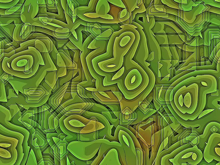 Background, Abstract, Green, Seamless, Backdrop, Camouflage, Cartoonish, Pattern, Unrealistic, Top Down, Dark Edges