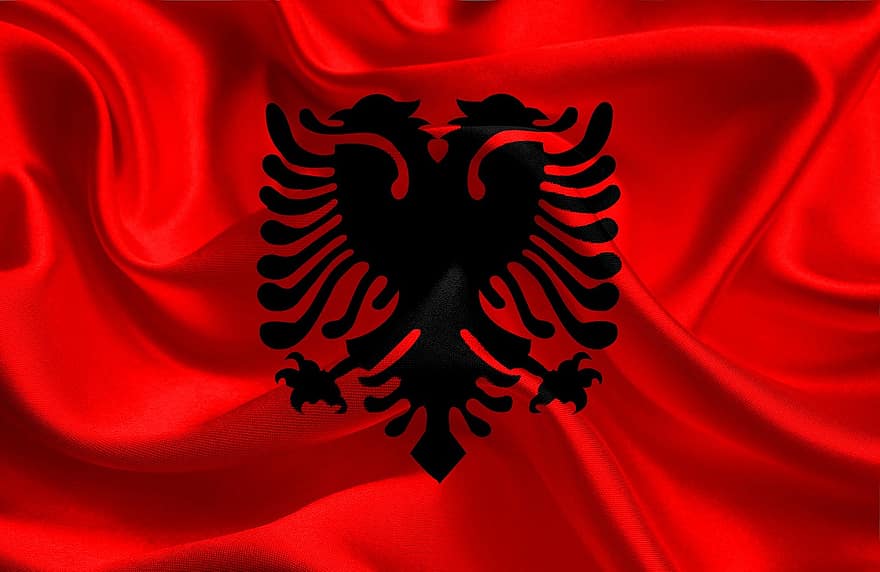 Albanië, vlag, natie, land, nationaal, rood, zwart, ave, symbool, wapenschild, Vlag van Albanië