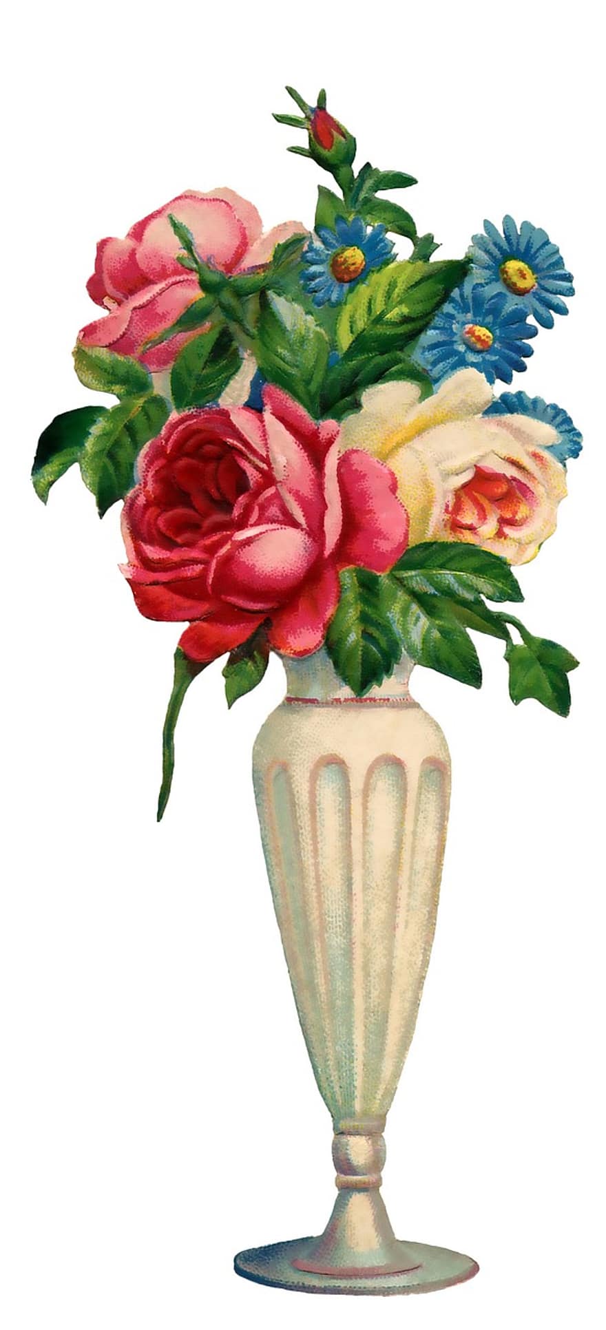 Vintage, Flowers, Vase, Vase Or Flowers, Roses, Victorian, Old, Scrap, Scrapbooking, Art, Isolated