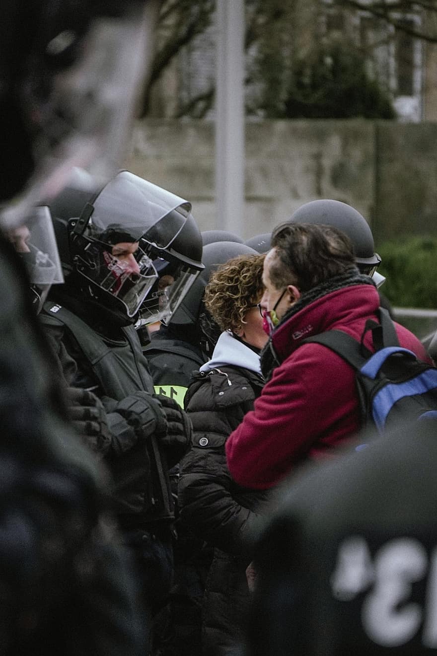Polizei, Protest, Luxemburg, Demonstration