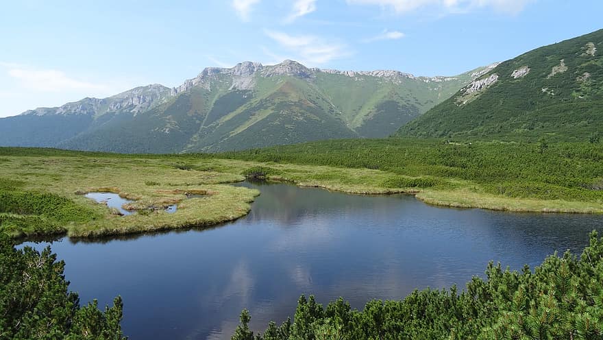 kalnai, ežeras, tatras, tatra, tatuiruotė, pobūdį, vanduo, atspindys, slovakija