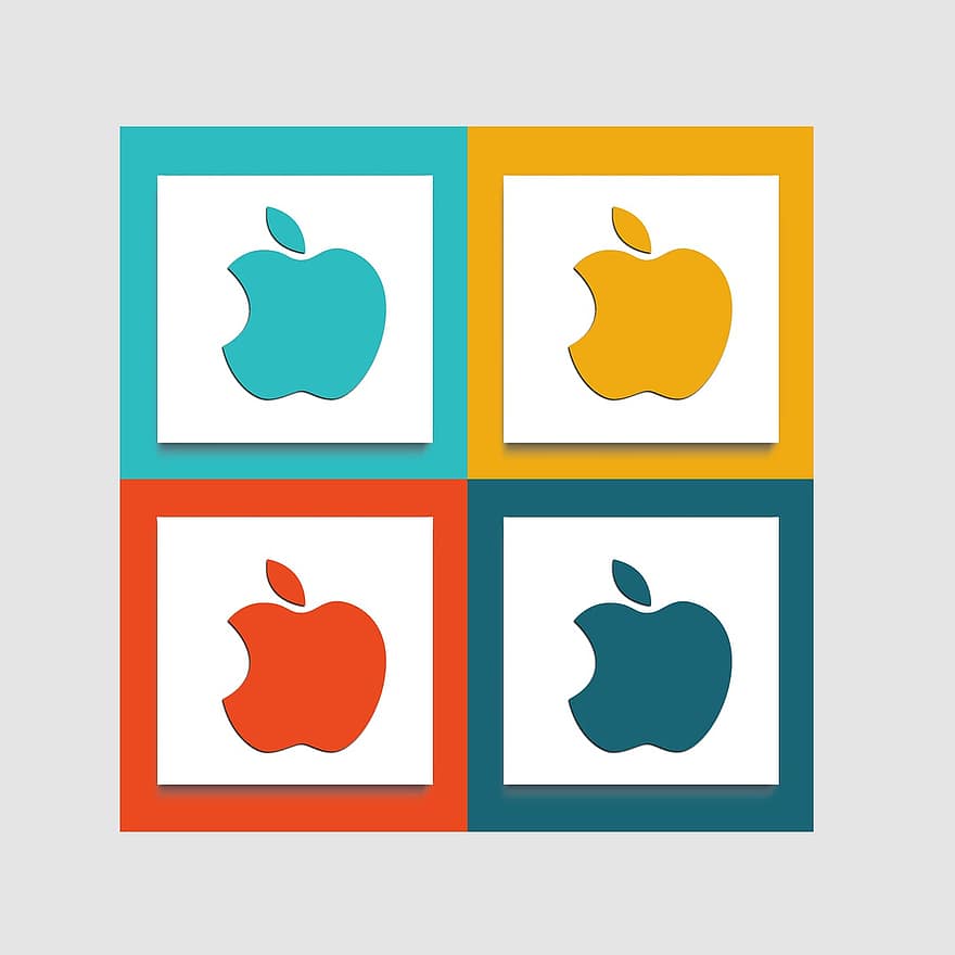 iconos, simbolos, estructura, manzana, logo, sitio web, presentación