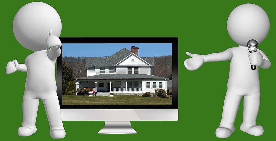 Dom, telewizja, monitor, LCD, sieć, dom, zielony dom