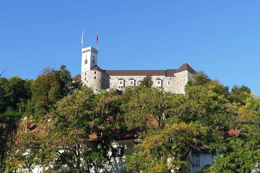 castel, oraș, Liubliana, Slovenia, călătorie, arhitectură, exteriorul clădirii, istorie, loc faimos, vechi, construită