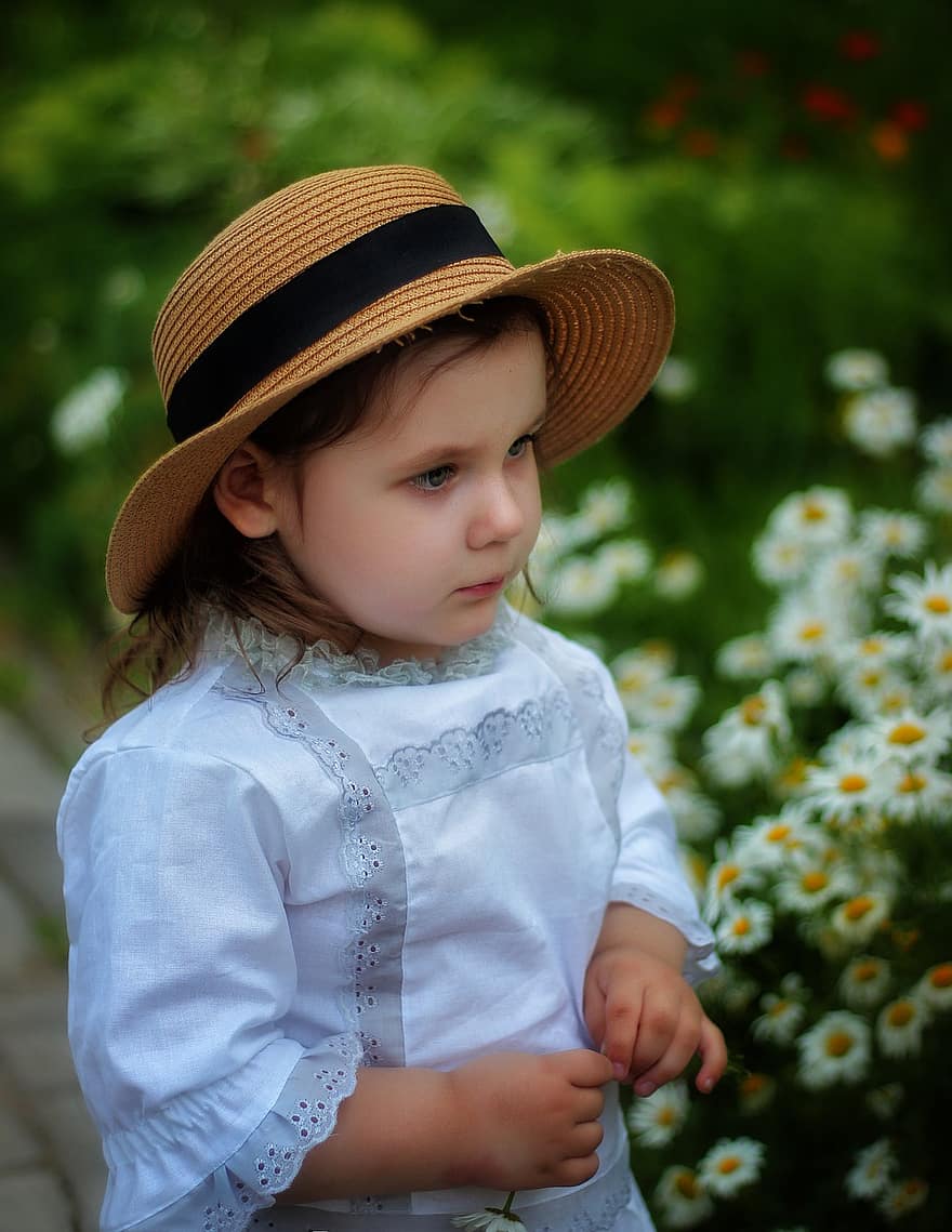 Girl, Child, Fashion, Hat, Kid, Young, Model, Pose, Cute, Adorable, Portrait