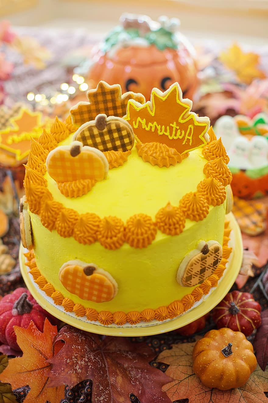 gâteau, l'automne, dessert, tomber, bonbons, produits de boulangerie