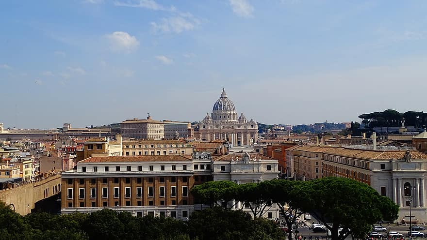 базилика, Ватикана, град, Италия, панорама, сгради, исторически, църква, известното място, градски пейзаж, архитектура