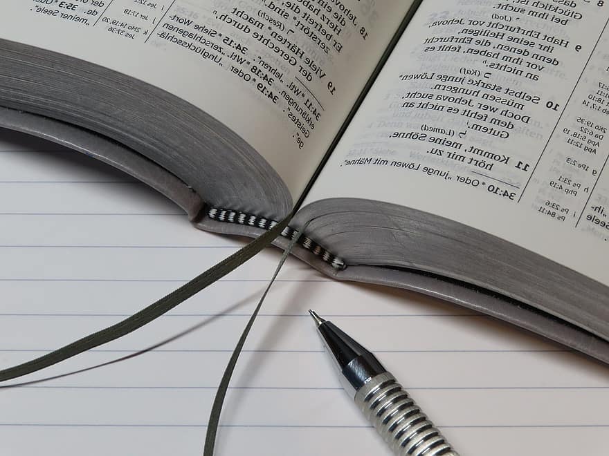 libro, Biblia, bolígrafo, marcador, salmo
