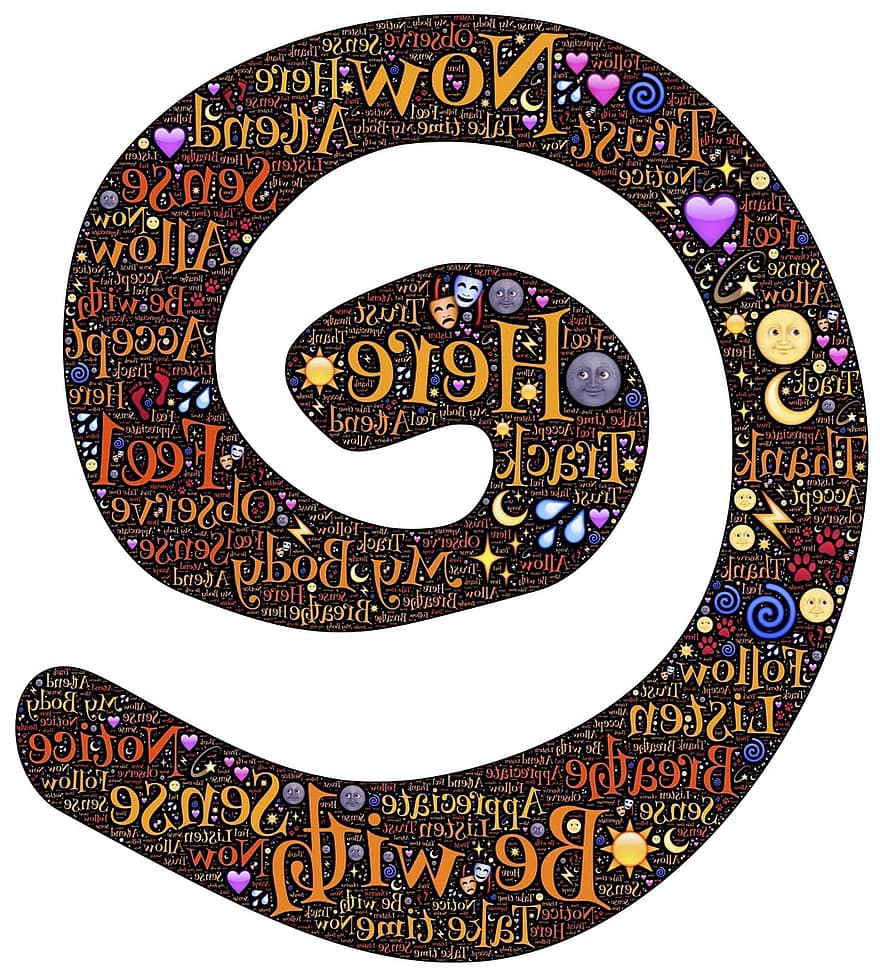 spirale, sacré, symbole, présent, présence, étant, sens, remarquer, respirer, ressentir, écoute