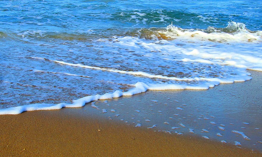 bølger, strand, hav, kyst, ocean, ø, bestemmelsessted, paradis, udendørs, bølge, sand