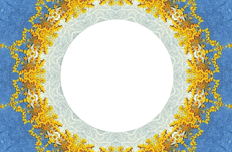 Rahmen, Blumen-, Blumen, Gelb, Spitze, Papier-, Blau, getrocknet, dekorativ