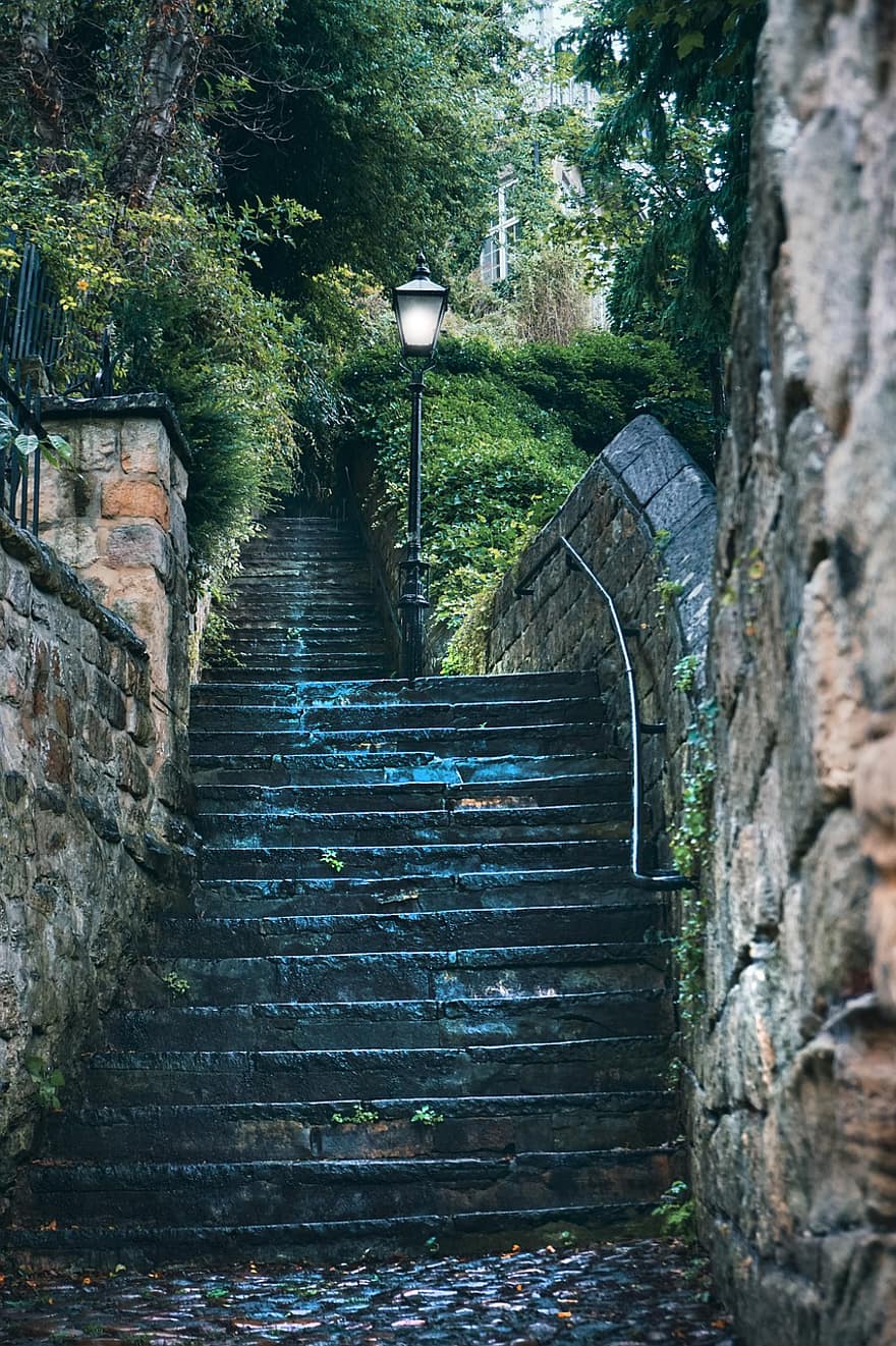 село, стъпки, стълбище, на открито