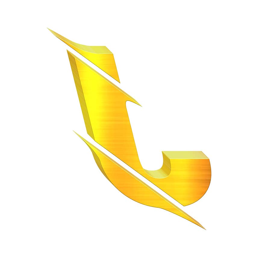 J piktograma, raidės, A-Z abėcėlės, J logotipo tipas, J Auksinis tekstas, 3d tekstas, 3d raidės, iliustracija, laivas, vektoriaus, geltona