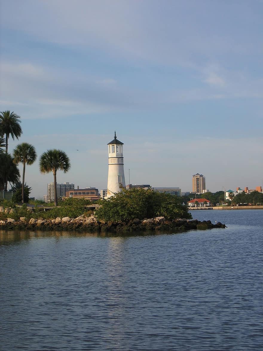灯台、水、トロピカル、風景、海岸、タンパ、フロリダ、空、風光明媚な