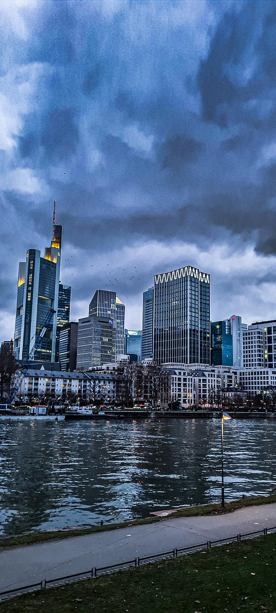 Stadt, Reise, Tourismus, Gebäude, Frankfurt, Horizont, Wolkenkratzer, Stadtbild, die Architektur, berühmter Platz, städtische Skyline