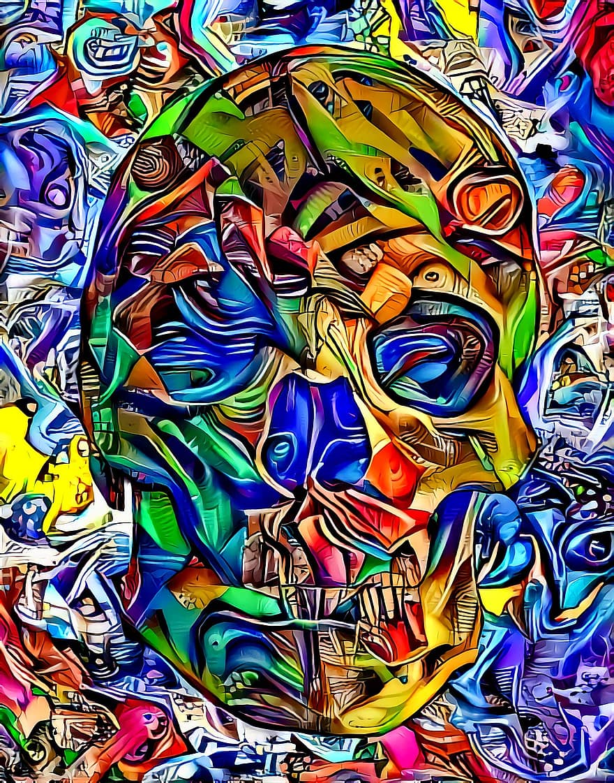 crâne, coloré, fête, de fête, abstrait, stylisé, Le jour des morts, graffiti, ouvrages d'art, mort, morte