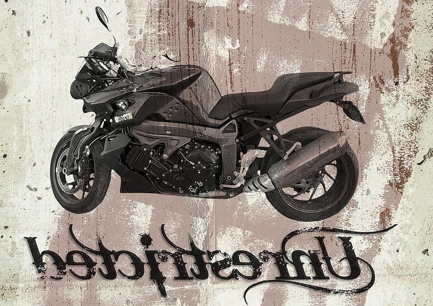 motorka, grunge, kolo, design, silnice, Rychlost, Černá, závod, motocykl, vozidlo, silueta