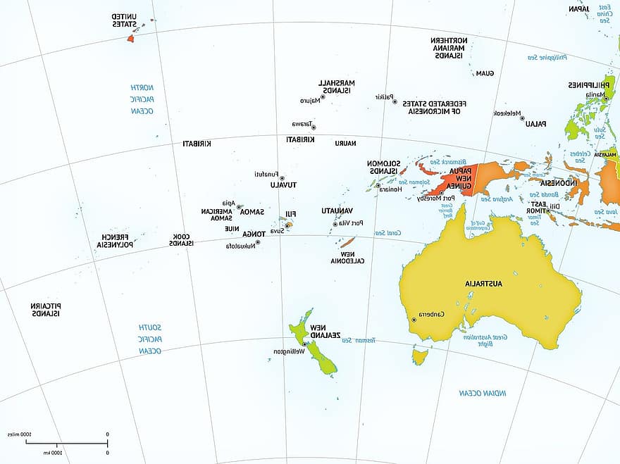 político, mapa, Australia, Nueva Zelanda, geografía, continente, mapas, preciso, capital