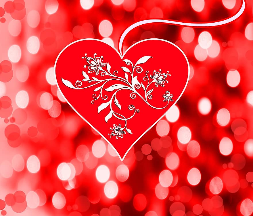yêu và quý, lãng mạn, Lời chào, lễ kỷ niệm, ngày lễ tình nhân, tim, bokeh, lý lịch, bokeh nền, trái tim đỏ, đỏ