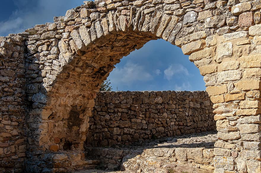 арка, разорение, замок, каменная арка, каменная стена, исторический