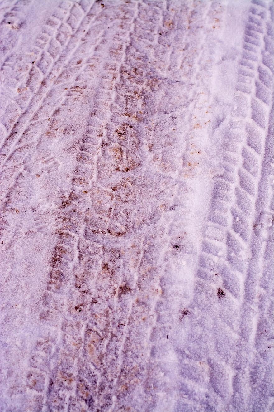 Car Tire Track, Track, Car Tire, Snow, Winter, Nature, Floor, Imprint, backgrounds, pattern, close-up