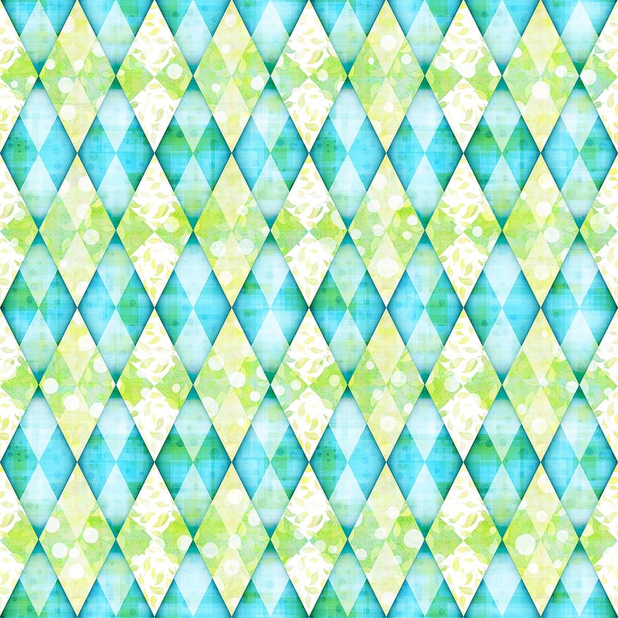 Rhomboïde, rhombe, à carreaux, polygone, géométrique, forme, vert, turquoise, feuilles, vif, brillant