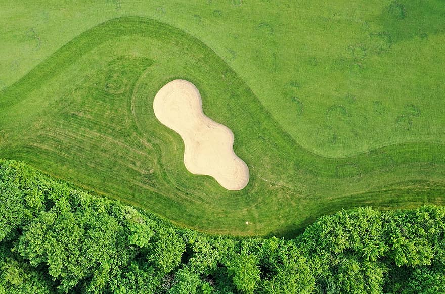 terrain de golf, le golf, bac à sable, vert