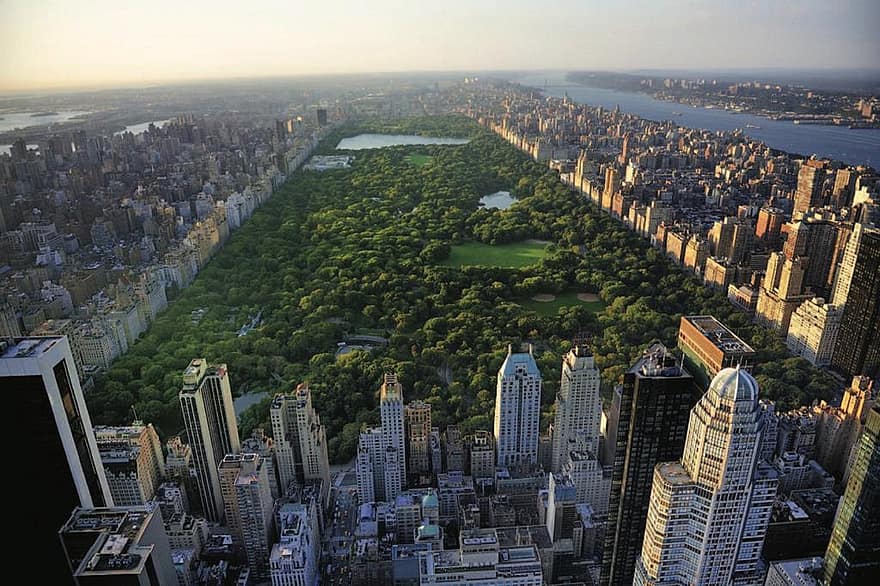 prédios, arranha-céus, moderno, urbano, cidade, metrópole, Nova York, arquitetura