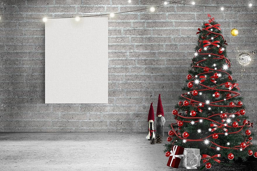 drzewko świąteczne, ozdoby, prezenty, Adwent, zimowy, Boże Narodzenie, scena, Szablon świąteczny, szablon, Strona internetowa, Szablon etykiety
