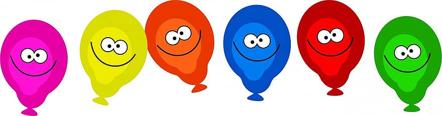 Cartoon, Balloons, Faces, Happy, Smile, Smiling, Smiley, Smilies, Birthday, Party, Parties