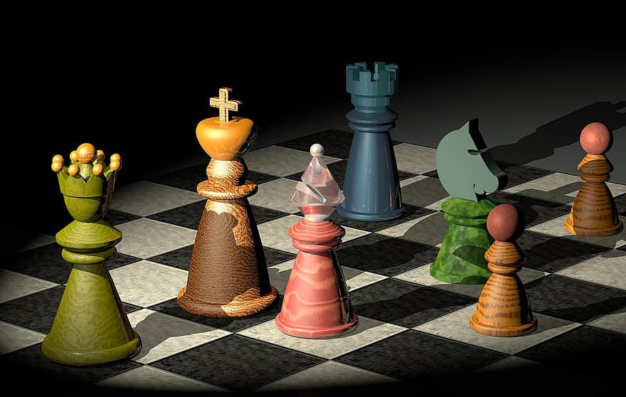 král, dáma, běžců, věž, kůň, springer, bauer, šachy, šachová hra, šachové figurky, postava