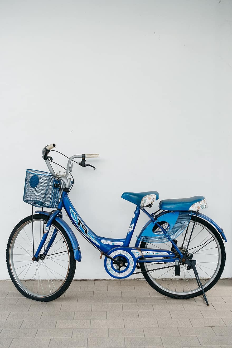jízdní kolo, kolo, zaparkované kolo, Thajsko, Bangkoku, přeprava, modrý, sport, cyklus, cyklistika, dopravy