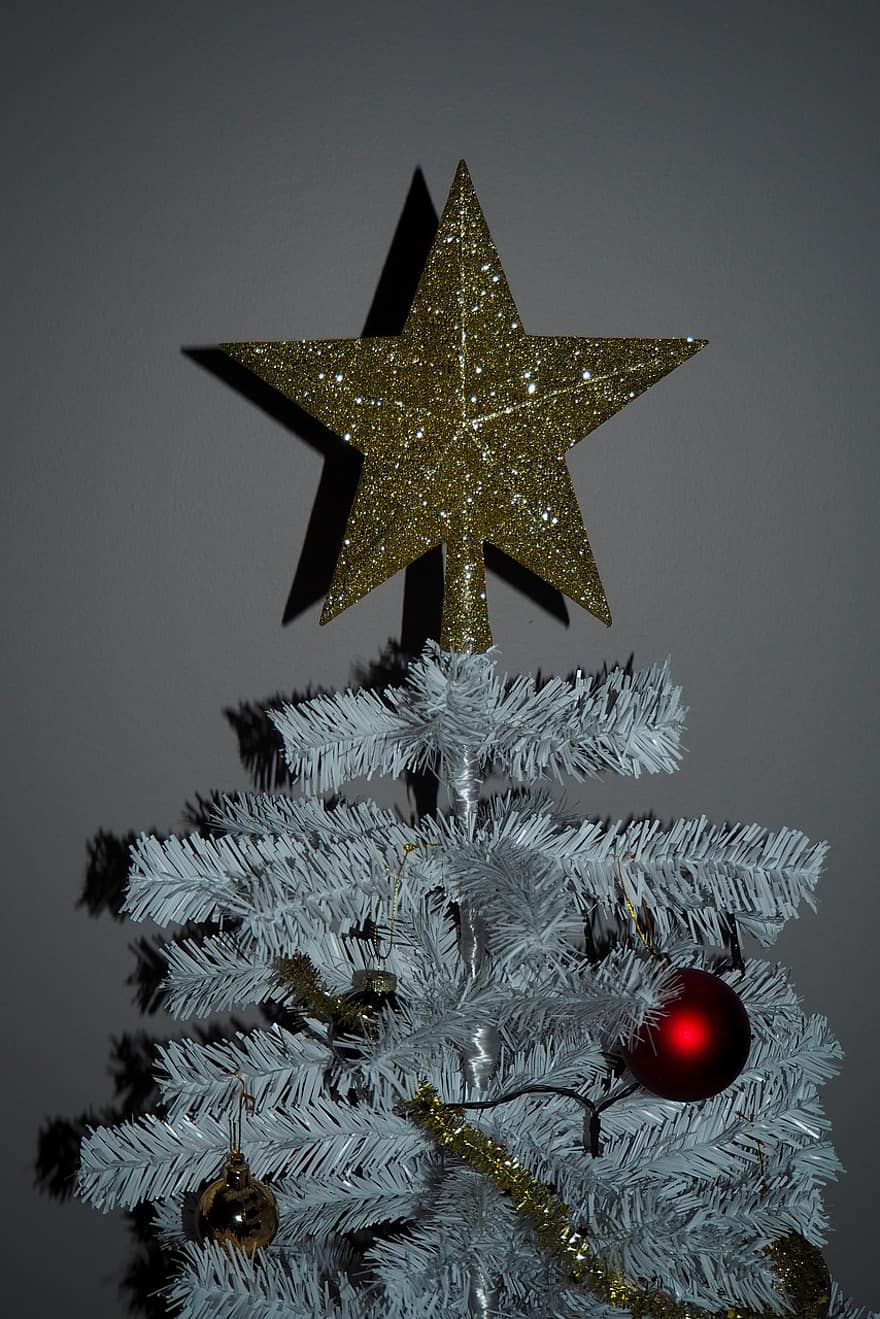 Weihnachten, Dekoration, Star, Baum, Dezember, Feier, Winter, Hintergründe, Jahreszeit, Illustration, glänzend