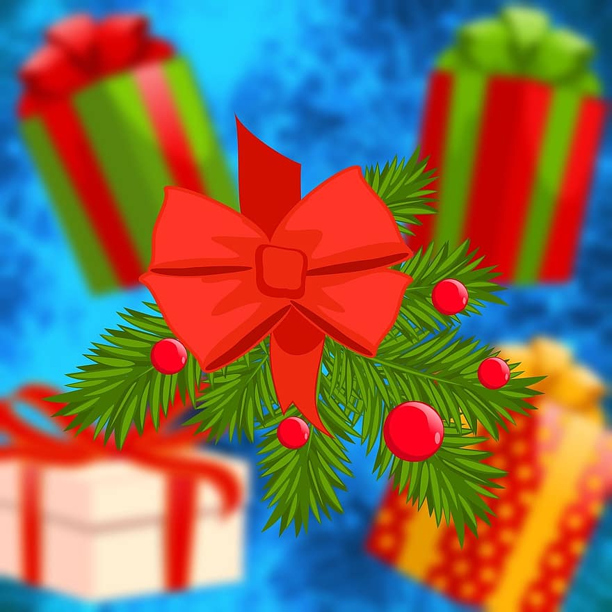 Kerstmis, vakantie, geschenken, lus, kersttijd, beschouwend, december, vrolijk kerstfeest