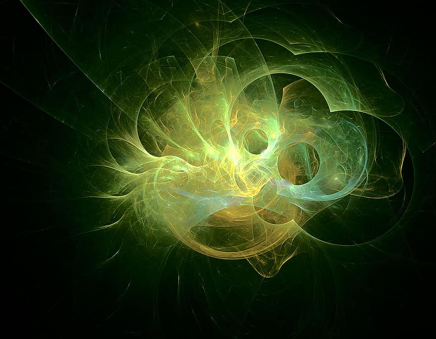 fractal, ligero, Fractal de luz, Fuego verde