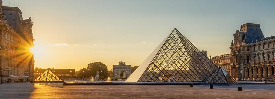 lumbrera, museo, pirámide, edificio, fachada, París, Francia, arquitectura, historia, famoso, ciudad