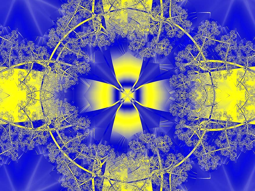 fractal, amarillo, azul, digital