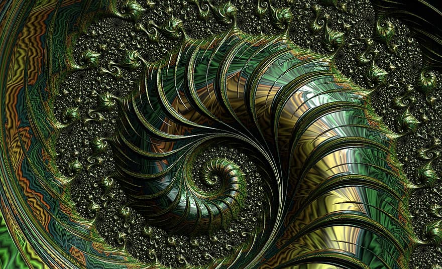 fractal, caleidoscópio, Pão de Amêndoas, matemática, abstrato, modelo, fibonacci, arte digital, espiral, infinito