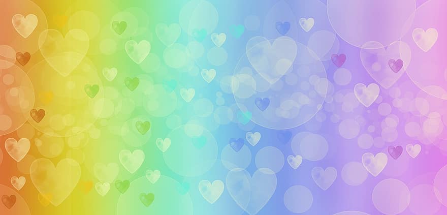 hjerter, regnbue, valentine, fargerik, romanse, kjærlighet