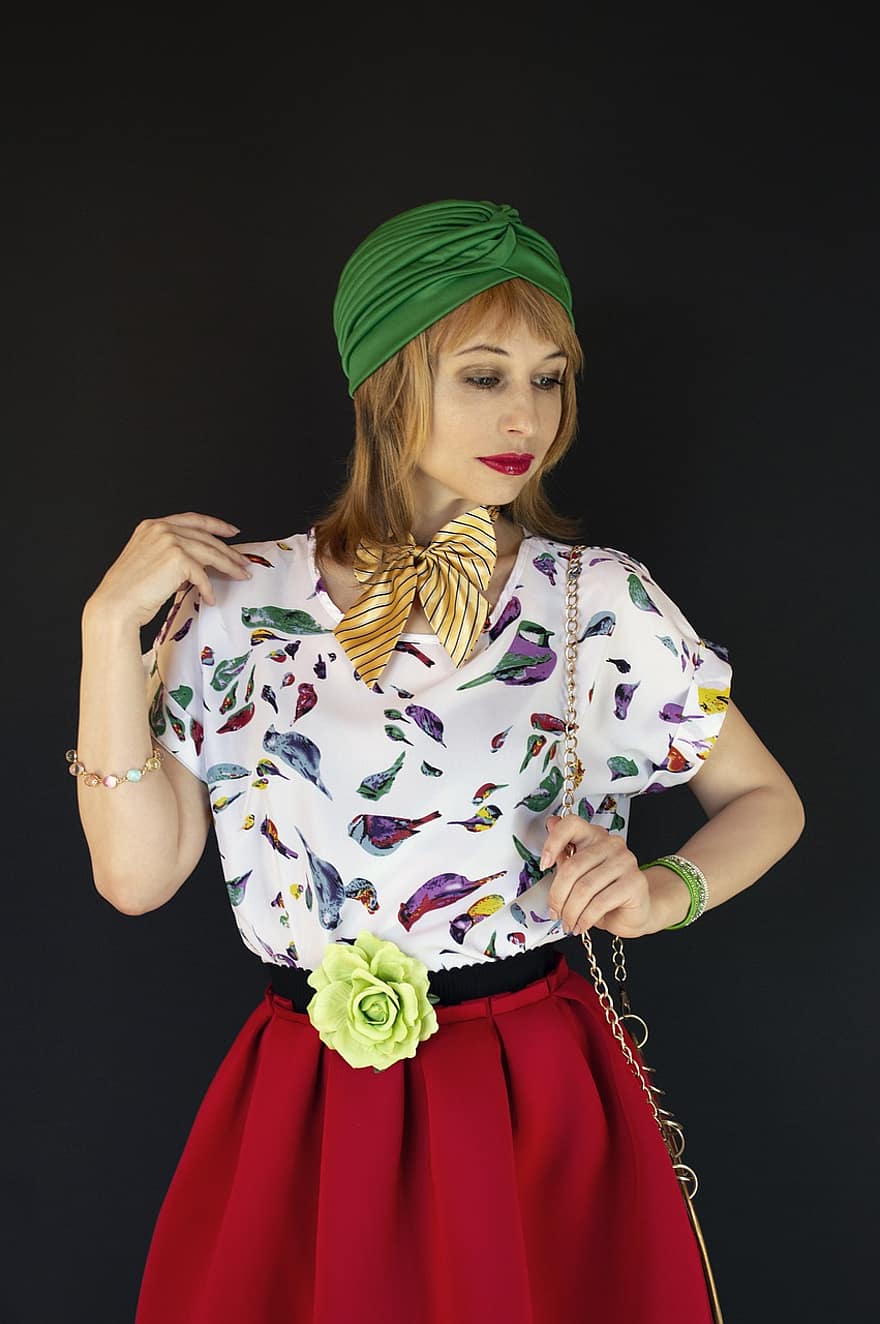 kvinna, turban, årgång, stil, mode, retro, Flicka I En Turban, Orientaliska huvuddukar, Orientaliskt mode