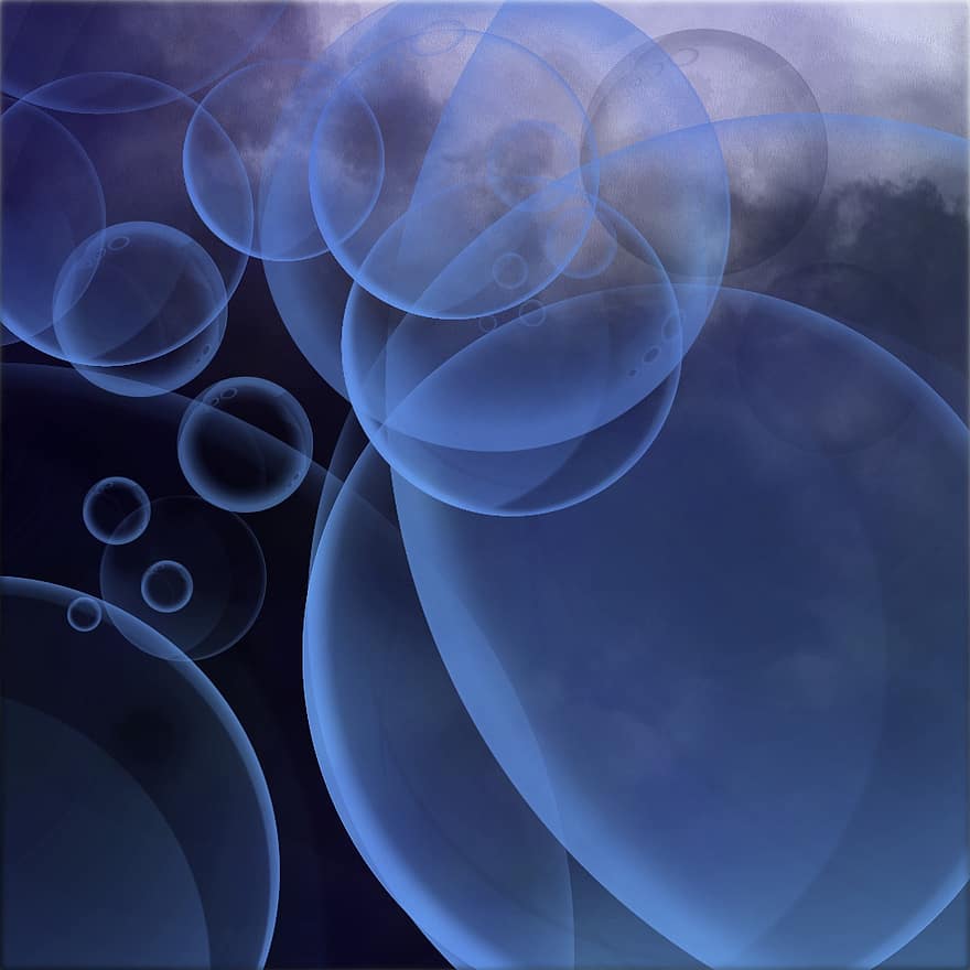 пузырьки, форма, круг, синий, сюрреалистичный, мечта, фантастика