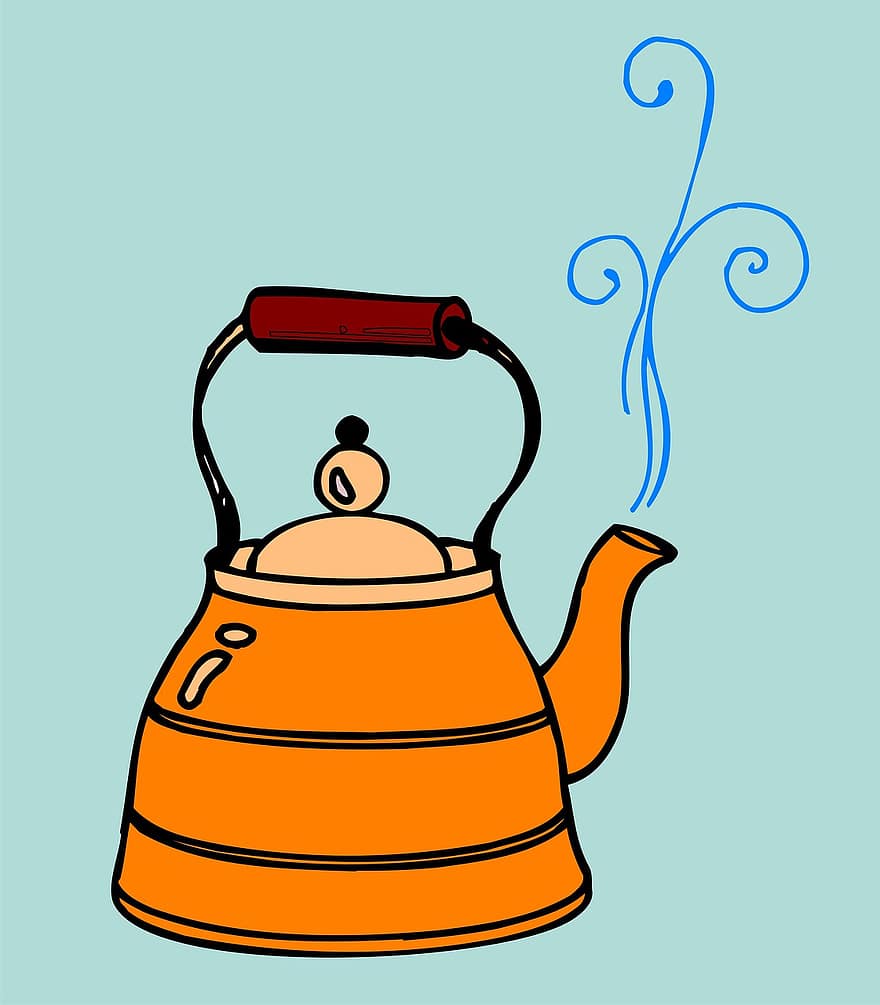 waterkoker, thee, keuken-, drinken, theepot, heet, ontbijt, koffie, traditioneel, wijnoogst