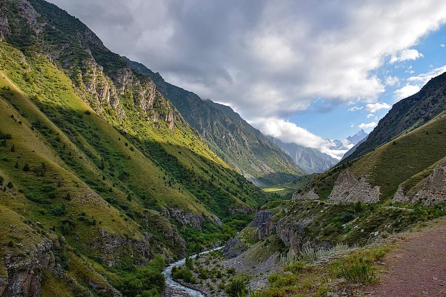 山岳、キルギスタン、峡谷、ソクルク、自然