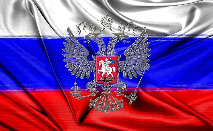 russisk flag, russisk våbenskjold, Russisk kejserlig ørn, kejserlige ørn, flag, russia flag