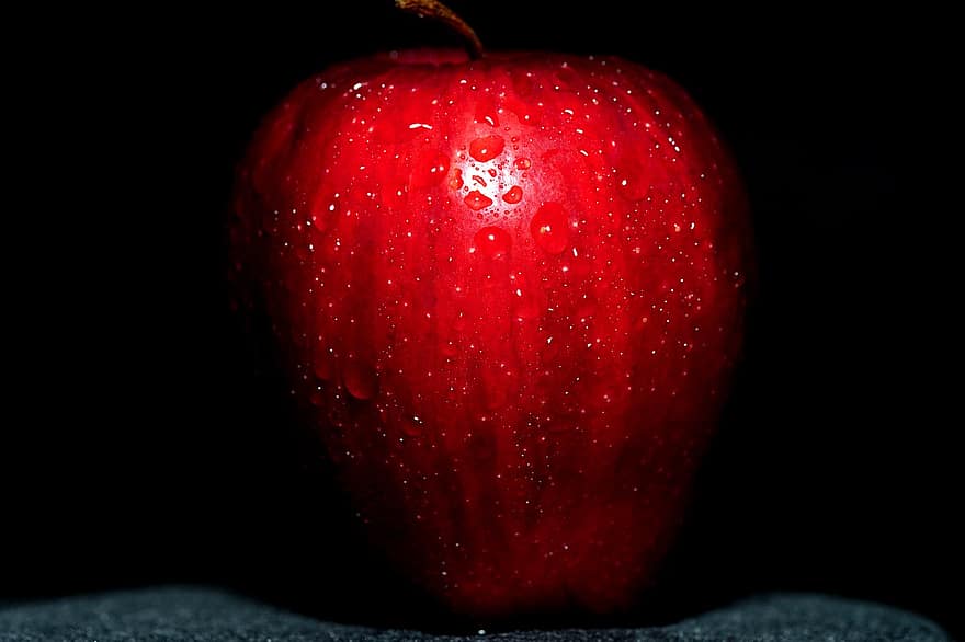 사과, 과일, 식품, 신선한, 이슬, 건강한, 익은, 본질적인, 단
